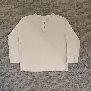 Zara Cream Long Sleeve Tee Soft Knit Versatile